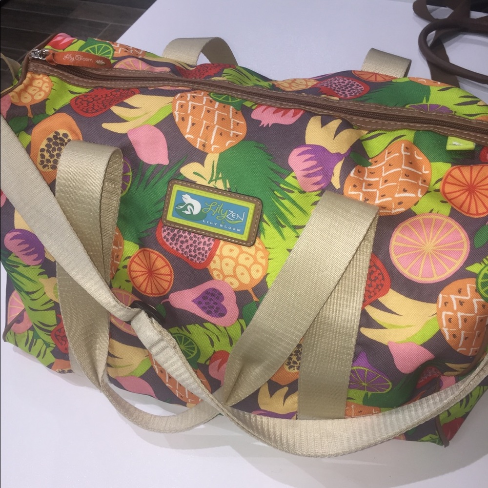 LilyZEN Lily Bloom tropical fruits duffel bag